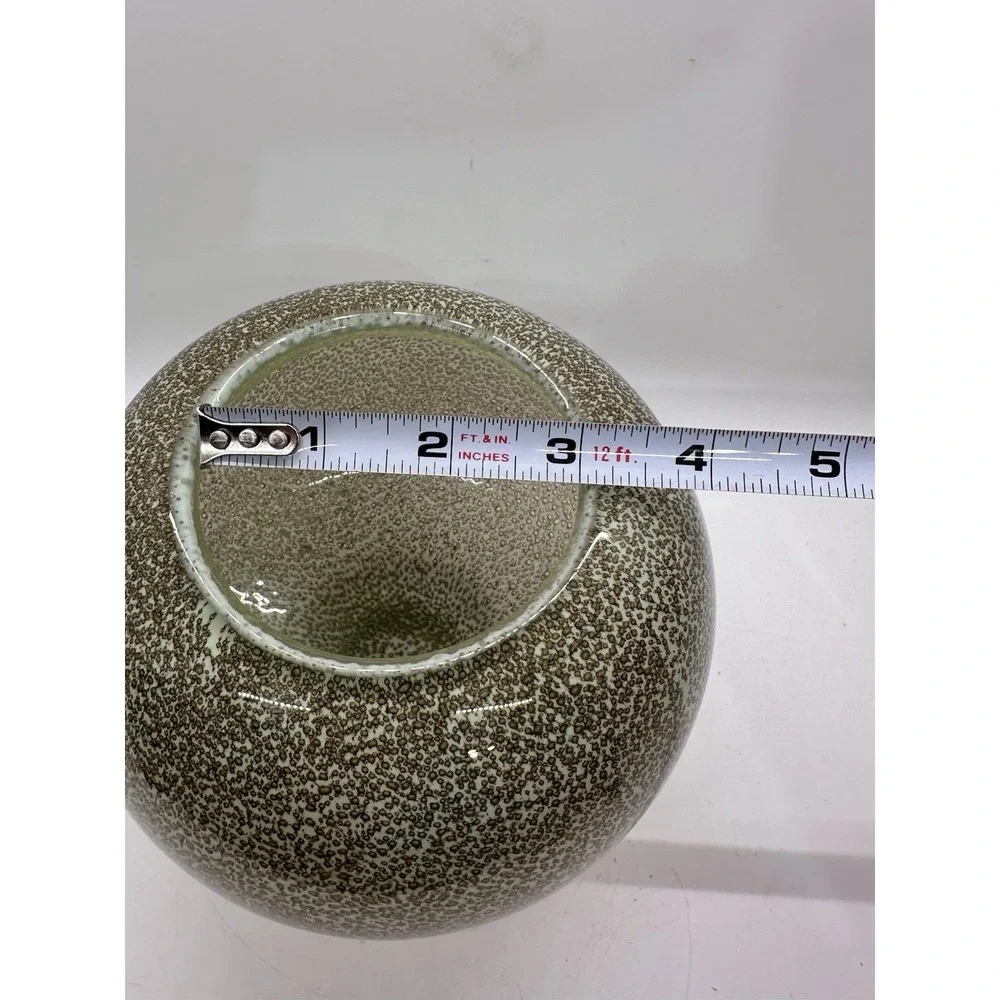West Elm Art Glass Bubble Vase Brown Speckled Round Globe Decorative Vessel